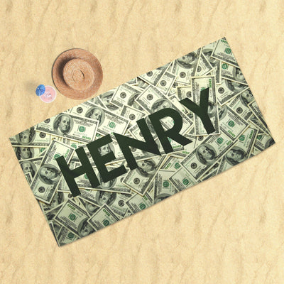 Money Personalized Beach Towel Beach Towel Sam + Zoey  Sam + Zoey