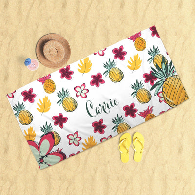 Pina Pineapple Personalized Beach Towel Beach Towel Sam + Zoey  Sam + Zoey