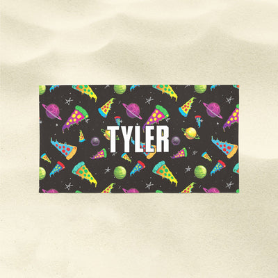 Beach Towel: Space pizza | Sam + Zoey   Beach Towel Sam + Zoey