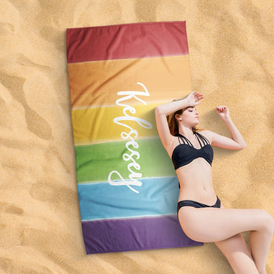 Watercolor Rainbow Stripe | Sam + Zoey   Beach Towel Sam + Zoey