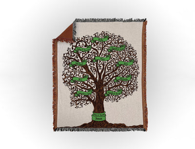 Custom Family Tree Woven Blanket Sam + Zoey 10 Names  Sam + Zoey