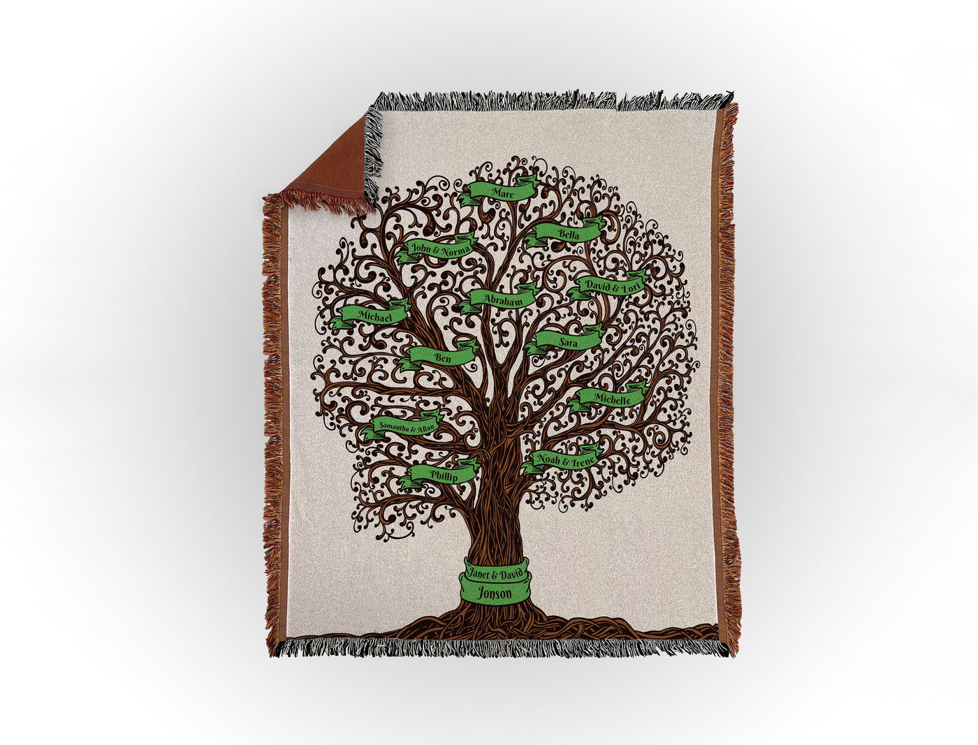 Custom Family Tree Woven Blanket Sam + Zoey 12 Names  Sam + Zoey