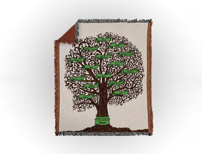 Custom Family Tree Woven Blanket Sam + Zoey 15 Names  Sam + Zoey