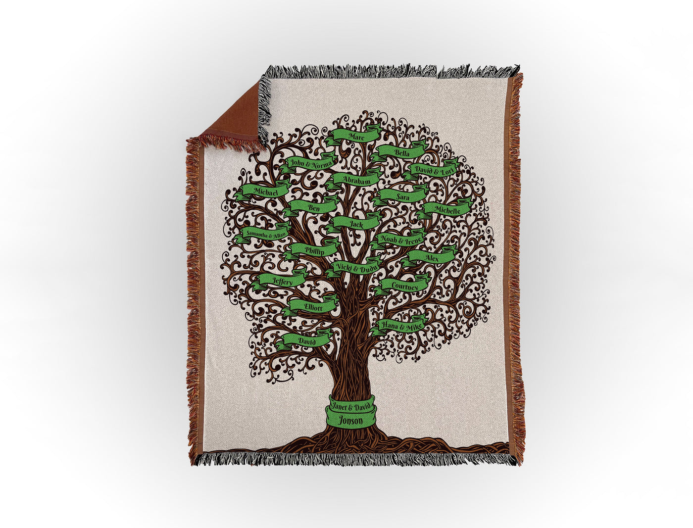 Custom Family Tree Woven Blanket Sam + Zoey 20 Names  Sam + Zoey