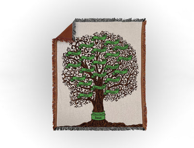 Custom Family Tree Woven Blanket Sam + Zoey 21 Names  Sam + Zoey