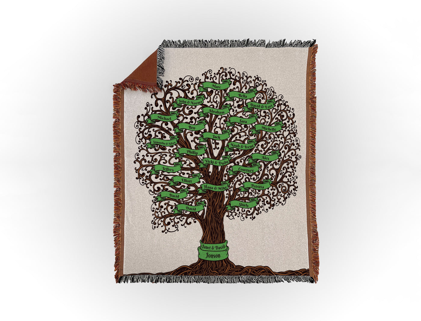 Custom Family Tree Woven Blanket Sam + Zoey 24 Names  Sam + Zoey