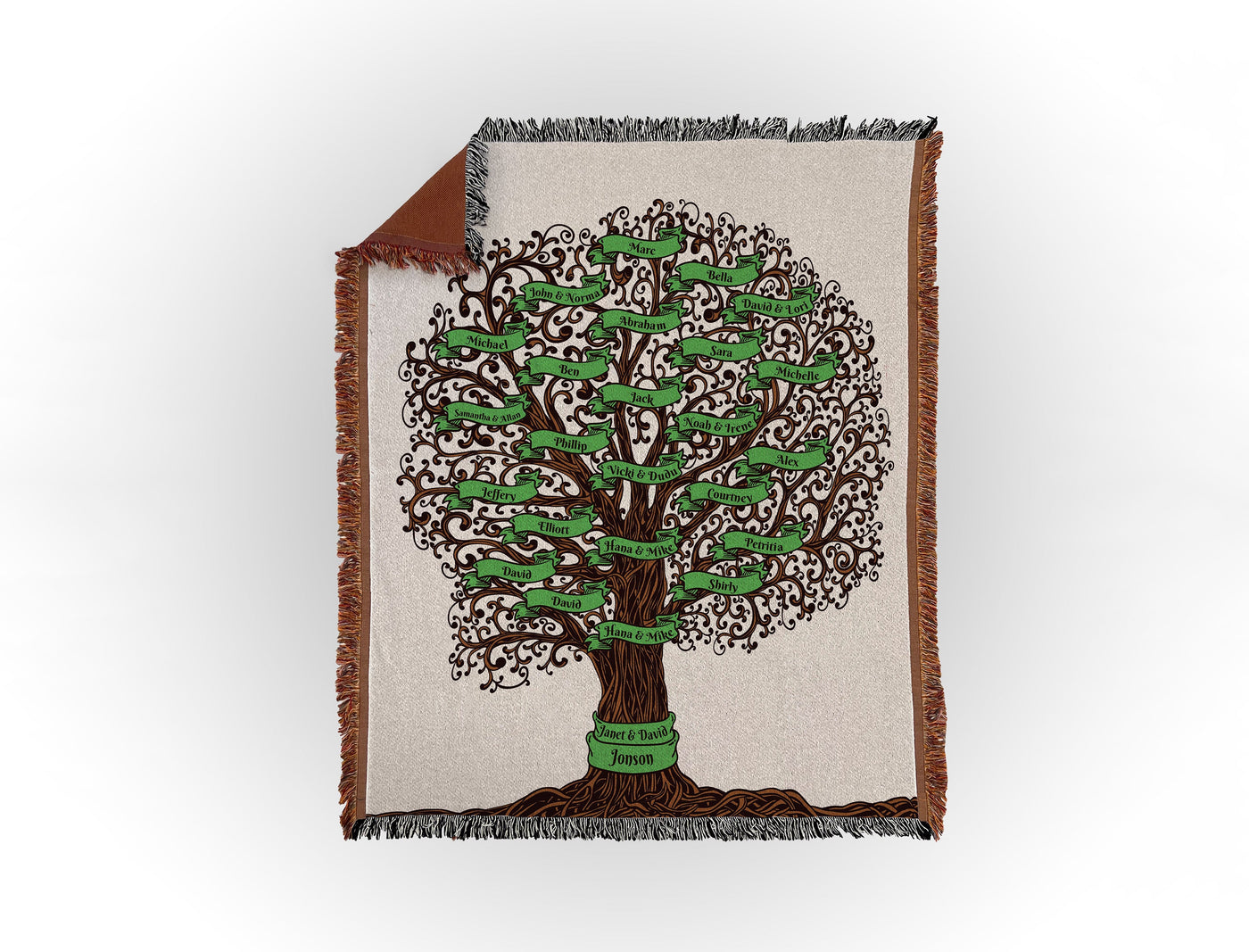 Custom Family Tree Woven Blanket Sam + Zoey 25 Names  Sam + Zoey