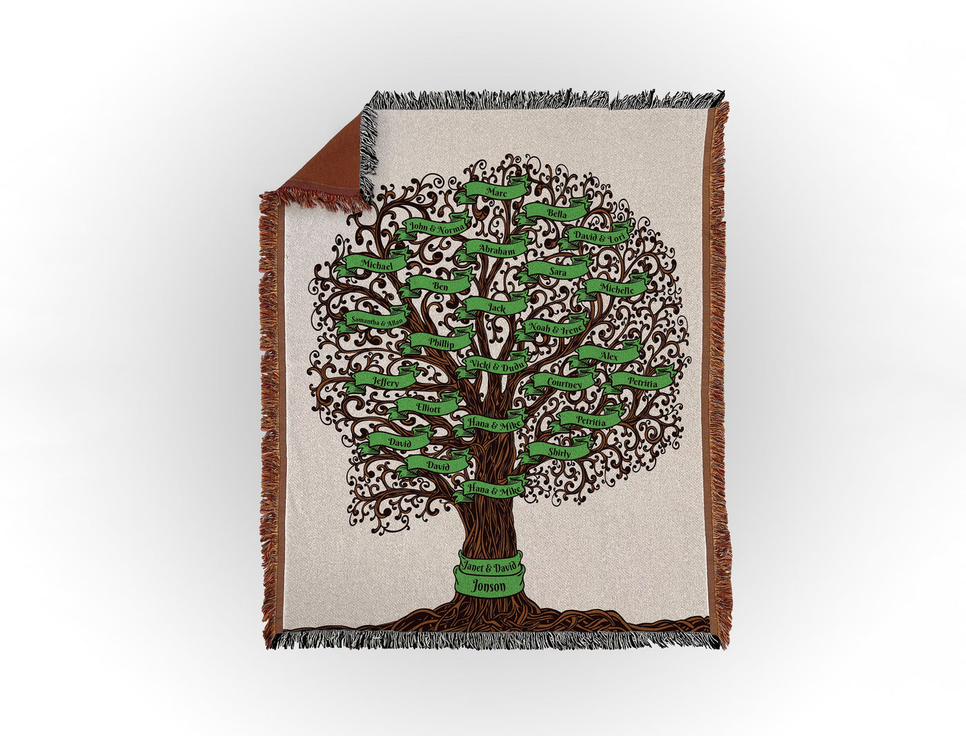 Custom Family Tree Woven Blanket Sam + Zoey 26 Names  Sam + Zoey