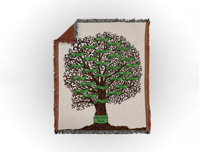 Custom Family Tree Woven Blanket Sam + Zoey 27 Names  Sam + Zoey