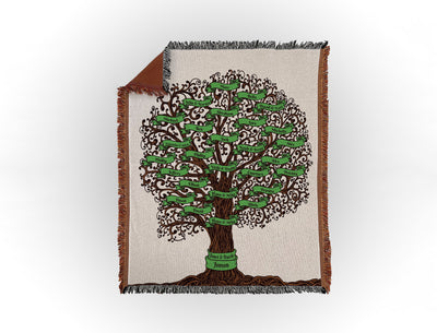 Custom Family Tree Woven Blanket Sam + Zoey 28 Names  Sam + Zoey