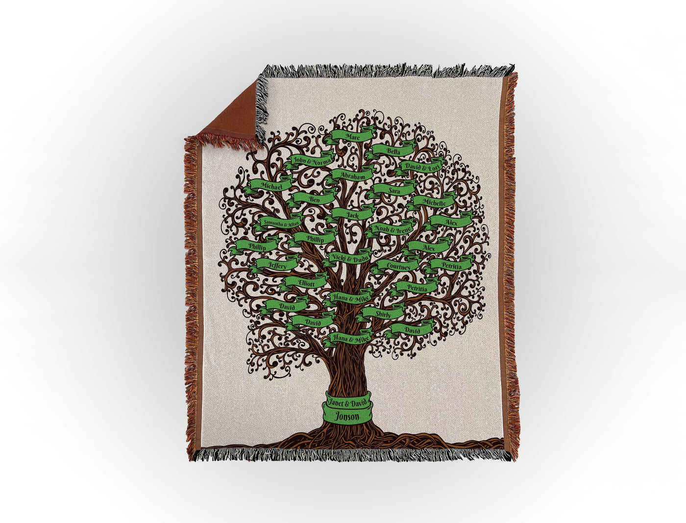 Custom Family Tree Woven Blanket Sam + Zoey 29 Names  Sam + Zoey