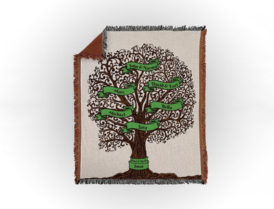 Custom Family Tree Woven Blanket Sam + Zoey 6 Names  Sam + Zoey