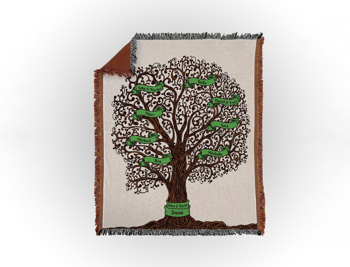 Custom Family Tree Woven Blanket Sam + Zoey 8 Names  Sam + Zoey