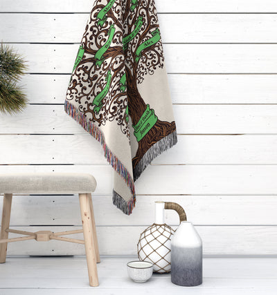 Custom Family Tree Woven Blanket Sam + Zoey  Sam + Zoey