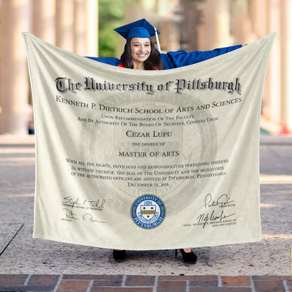 Personalized Graduation Blanket – Custom Printed with Your Diploma