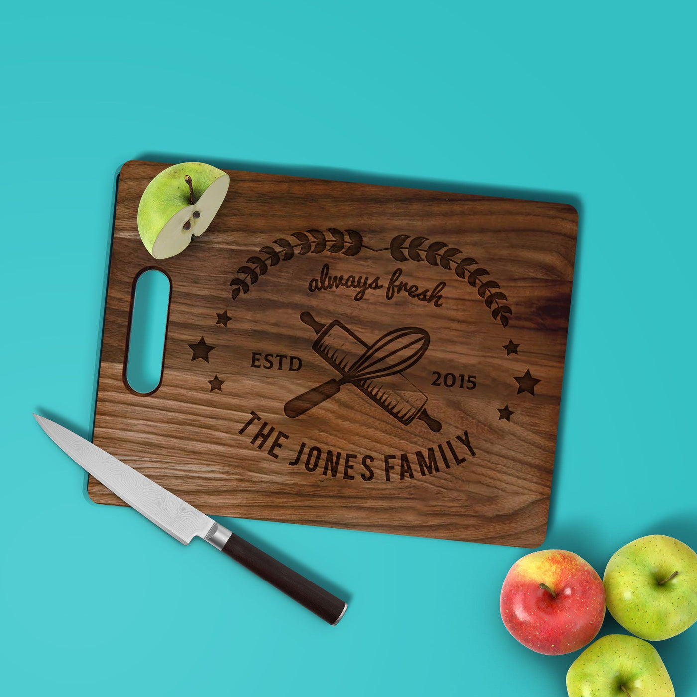 Personalized "Always Fresh" Cutting Board Cutting Board Sam + Zoey Walnut  Sam + Zoey