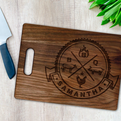 Personalized "BBQ CREST" Cutting Board Cutting Board Sam + Zoey  Sam + Zoey