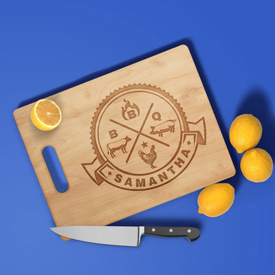 Personalized "BBQ CREST" Cutting Board Cutting Board Sam + Zoey Maple  Sam + Zoey