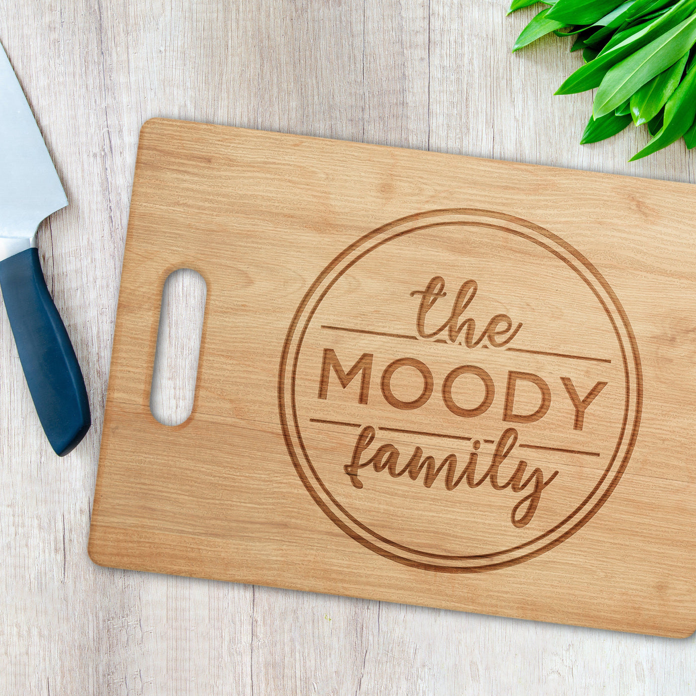 Personalized Wood Cutting Board with Crest