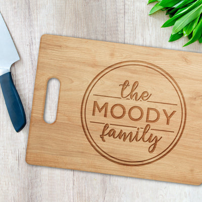 Personalized "Circle Family Crest" Cutting Board Cutting Board Sam + Zoey  Sam + Zoey