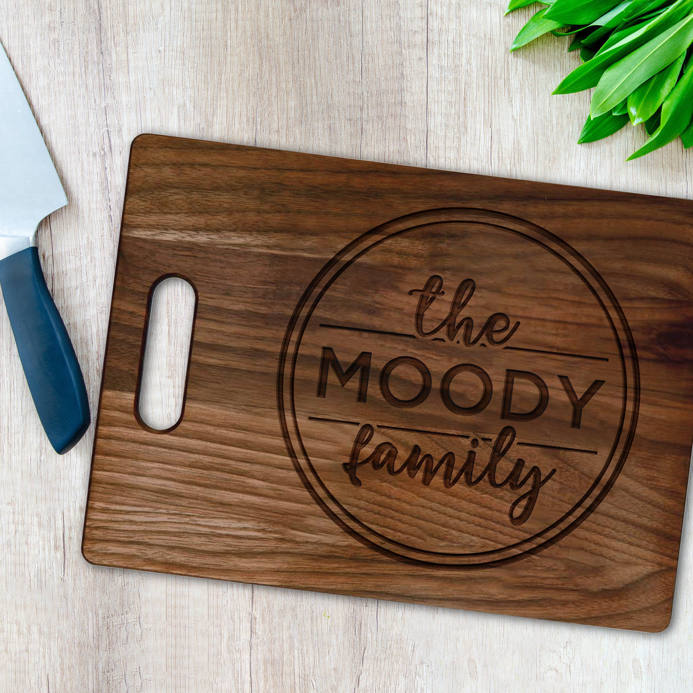 Personalized Wood Cutting Board with Crest