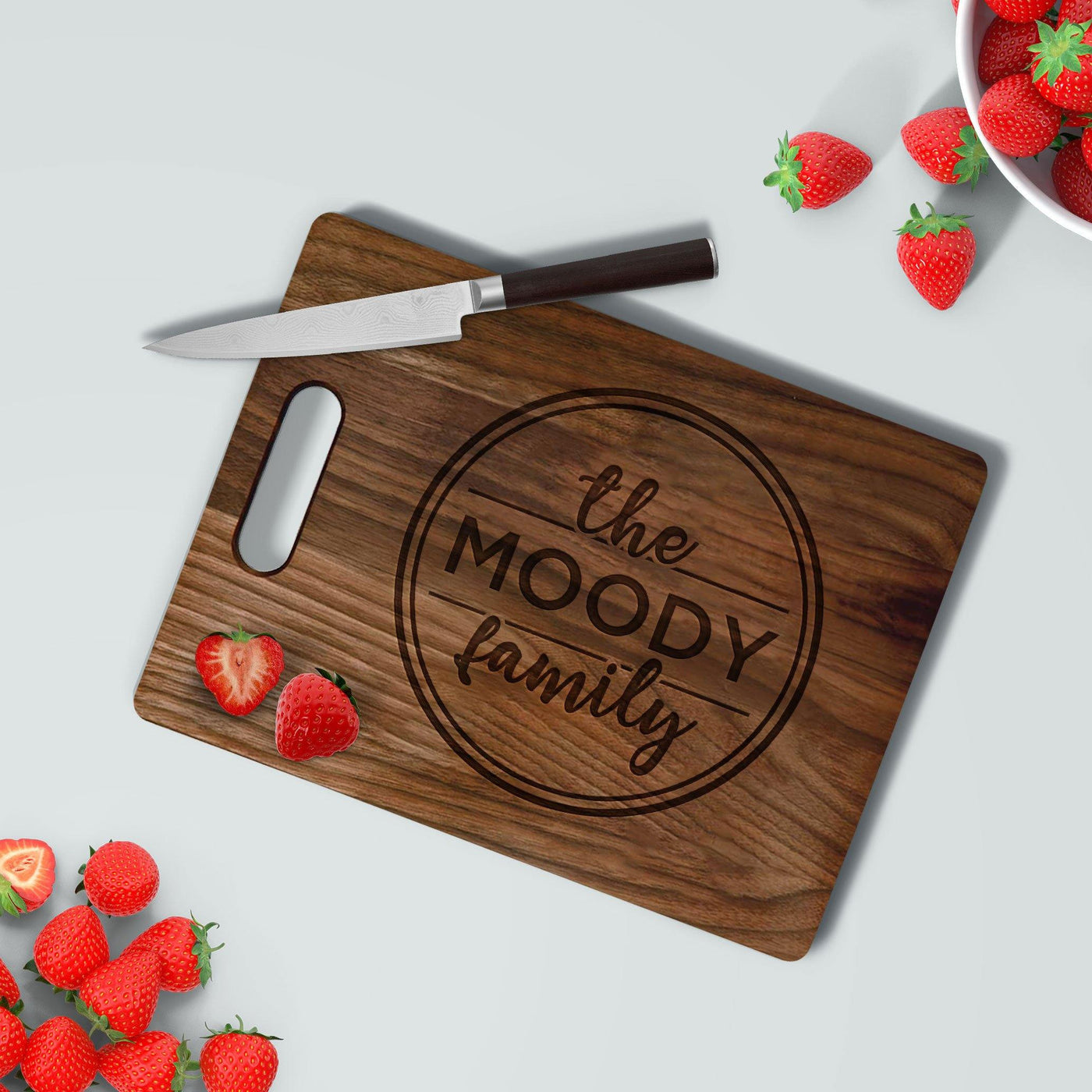 Personalized "Circle Family Crest" Cutting Board Cutting Board Sam + Zoey Walnut  Sam + Zoey