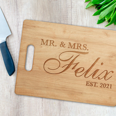 Personalized "Mr & Mrs Script" Cutting Board Cutting Board Sam + Zoey  Sam + Zoey