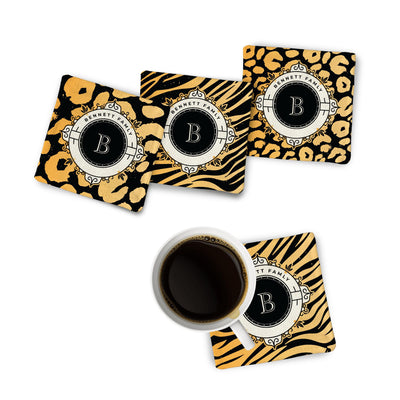 Fabric Coaster: Animal Print Monogram Fabric Coaster Sam + Zoey  Sam + Zoey