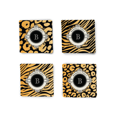 Personalized Animal Print Monogram Fabric Coasters Fabric Coaster Sam + Zoey  Sam + Zoey