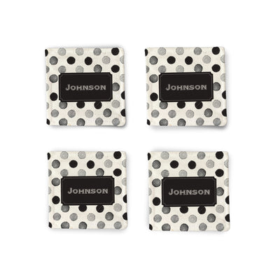 Personalized Black Polkadot Fabric Coasters Fabric Coaster Sam + Zoey  Sam + Zoey