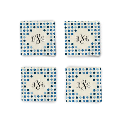 Personalized Blue Polkadot Fabric Coasters Fabric Coaster Sam + Zoey  Sam + Zoey