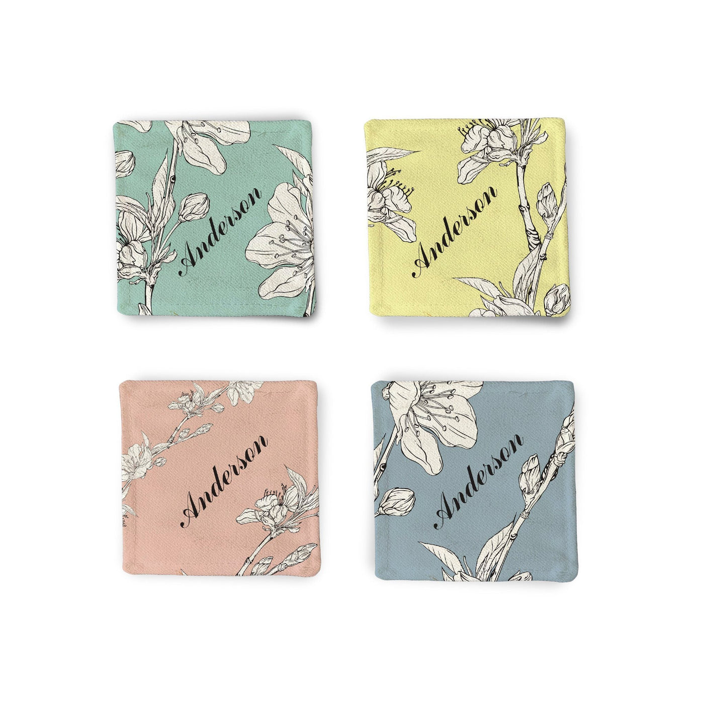 Personalized Floral Color Pop Fabric Coasters Fabric Coaster Sam + Zoey  Sam + Zoey