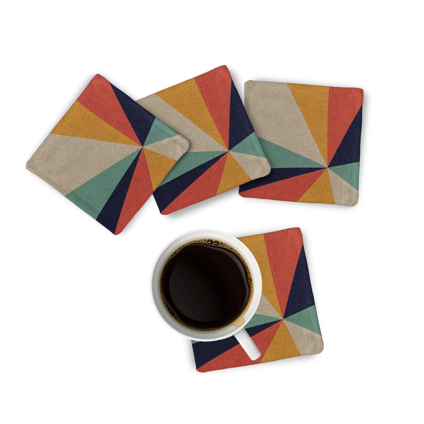 Fabric Coaster: Geometric 70's Sunrise Fabric Coaster Sam + Zoey Sunrise  Sam + Zoey