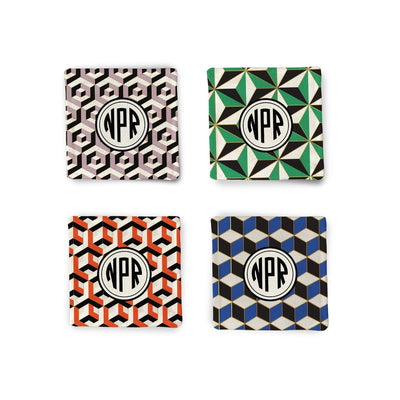 Personalized Geometric Fabric Coasters Fabric Coaster Sam + Zoey  Sam + Zoey