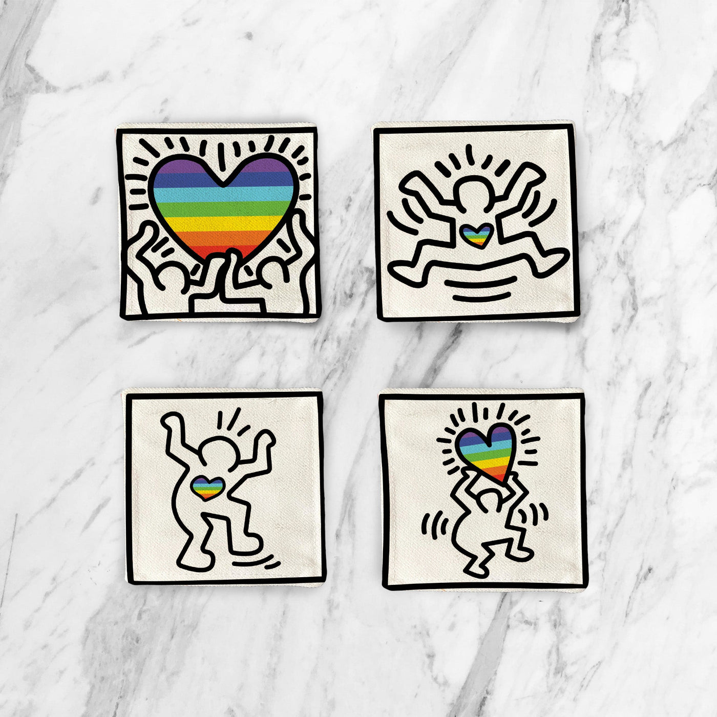Fabric Coaster: Haring Design Fabric Coaster Sam + Zoey  Sam + Zoey