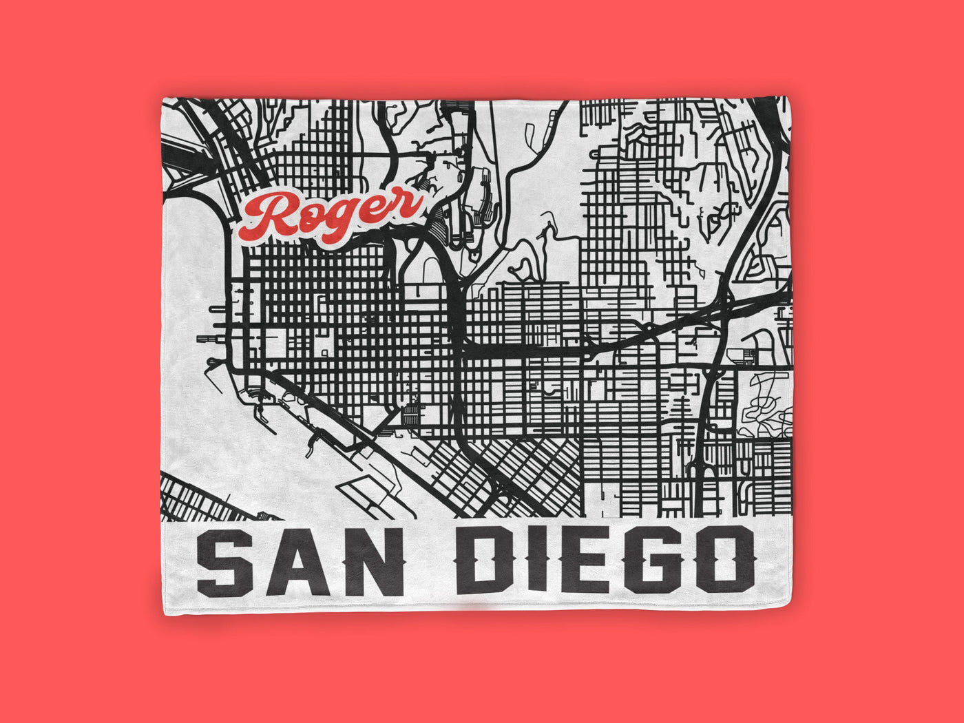Fleece Blanket: Personalized City map Throw Blankets Sam + Zoey San Diego City Map Blanket  Sam + Zoey