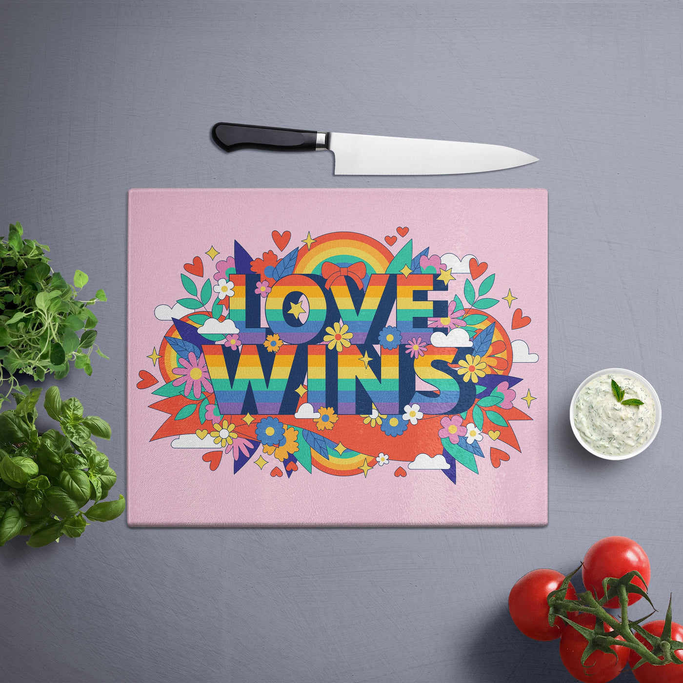 Glass Cutting Board:Pride Love Wins Cutting Board Sam + Zoey  Sam + Zoey