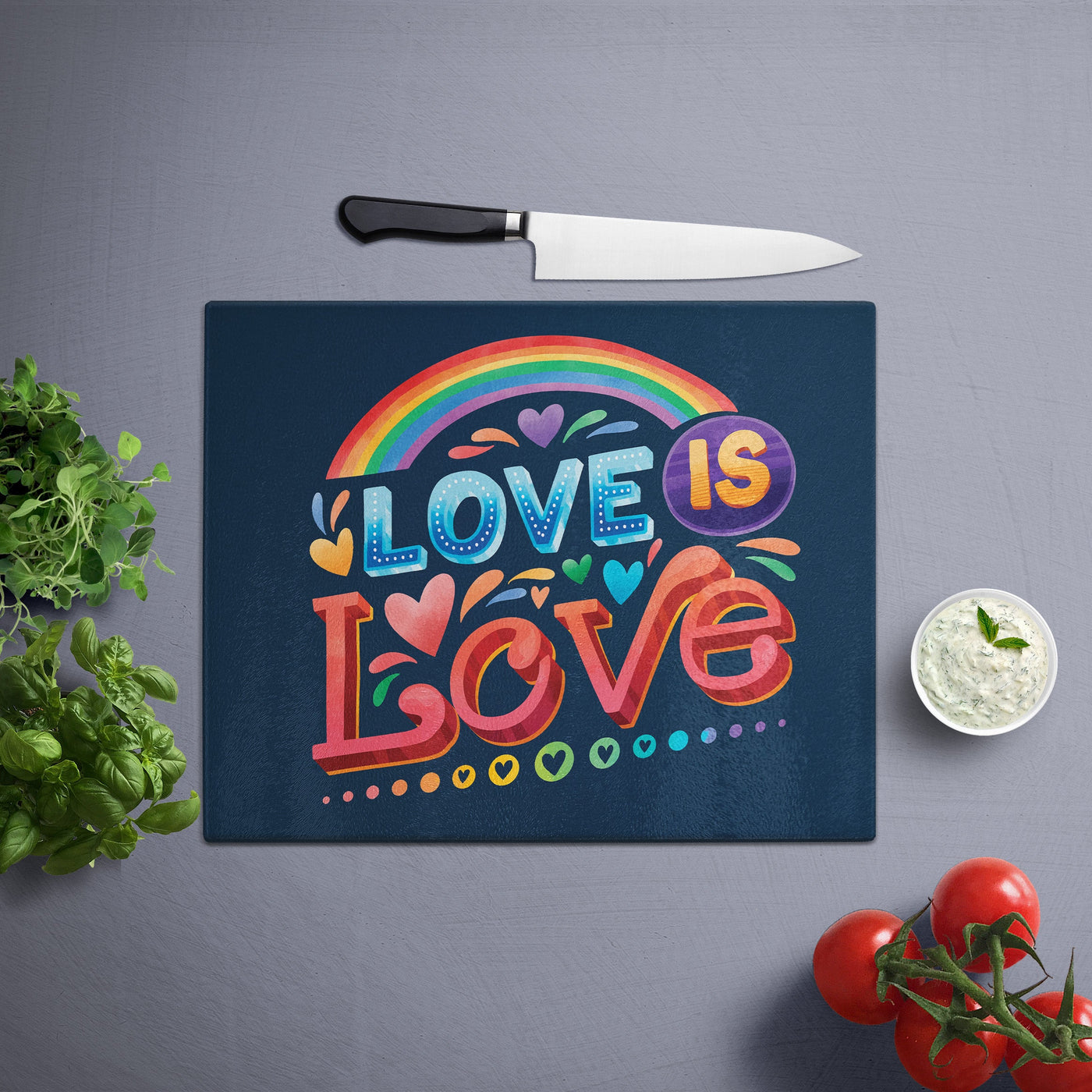Glass Cutting Board:Rainbow Love Is Love Cutting Board Sam + Zoey  Sam + Zoey