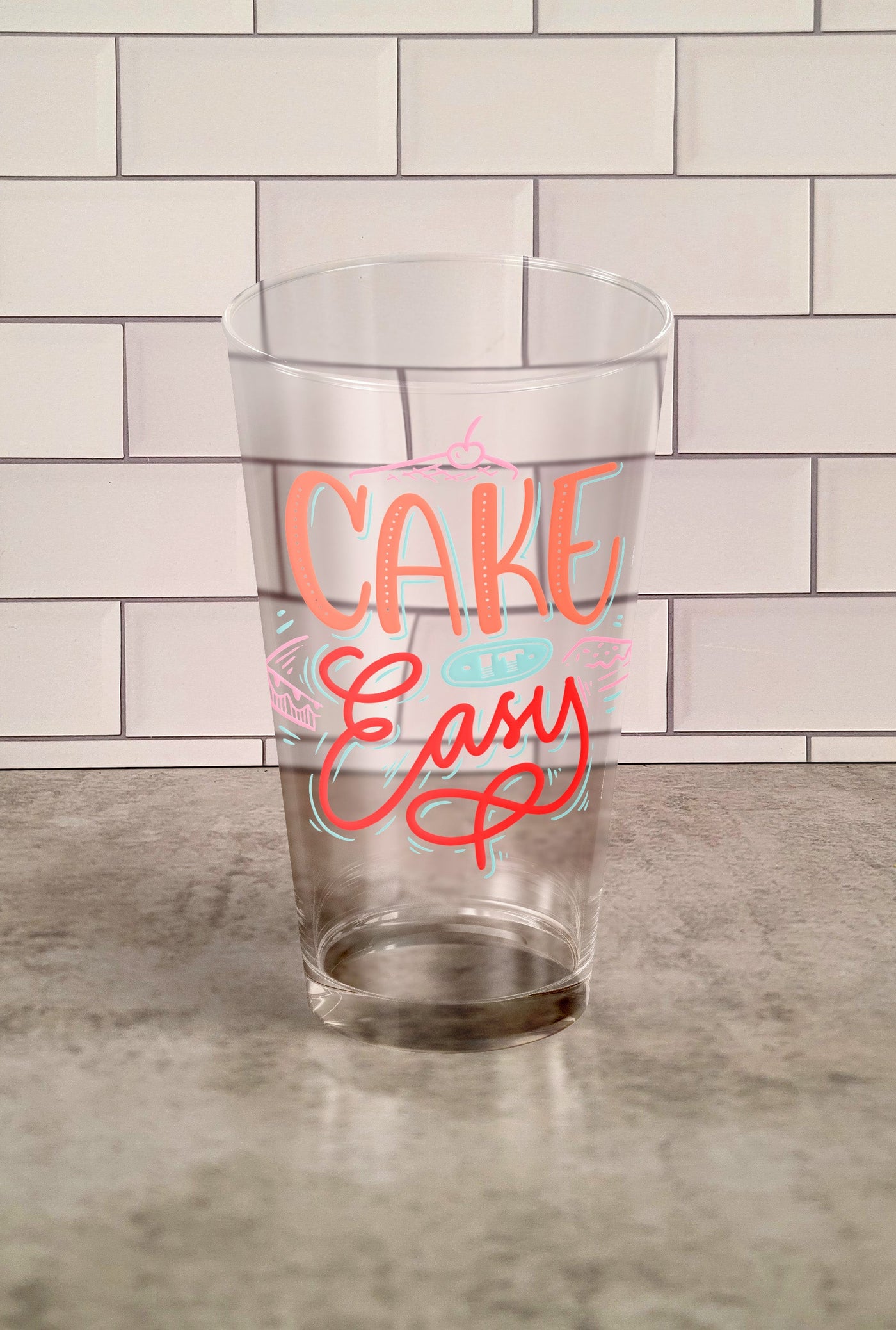 Glass Tumbler: Cake It Easy Glass Tumbler Sam + Zoey  Sam + Zoey