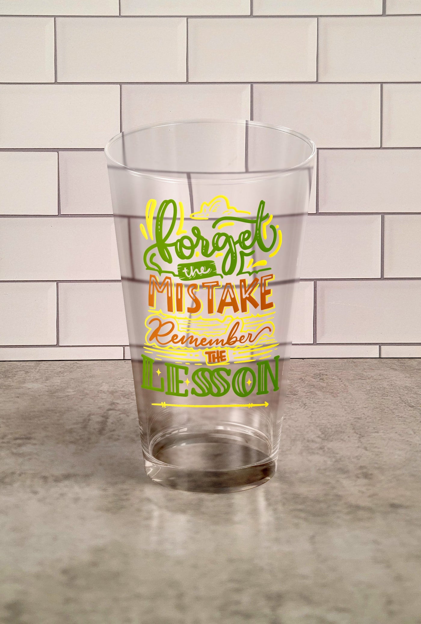 Glass Tumbler: Forget The Mistake Remember The Lesson Glass Tumbler Sam + Zoey  Sam + Zoey