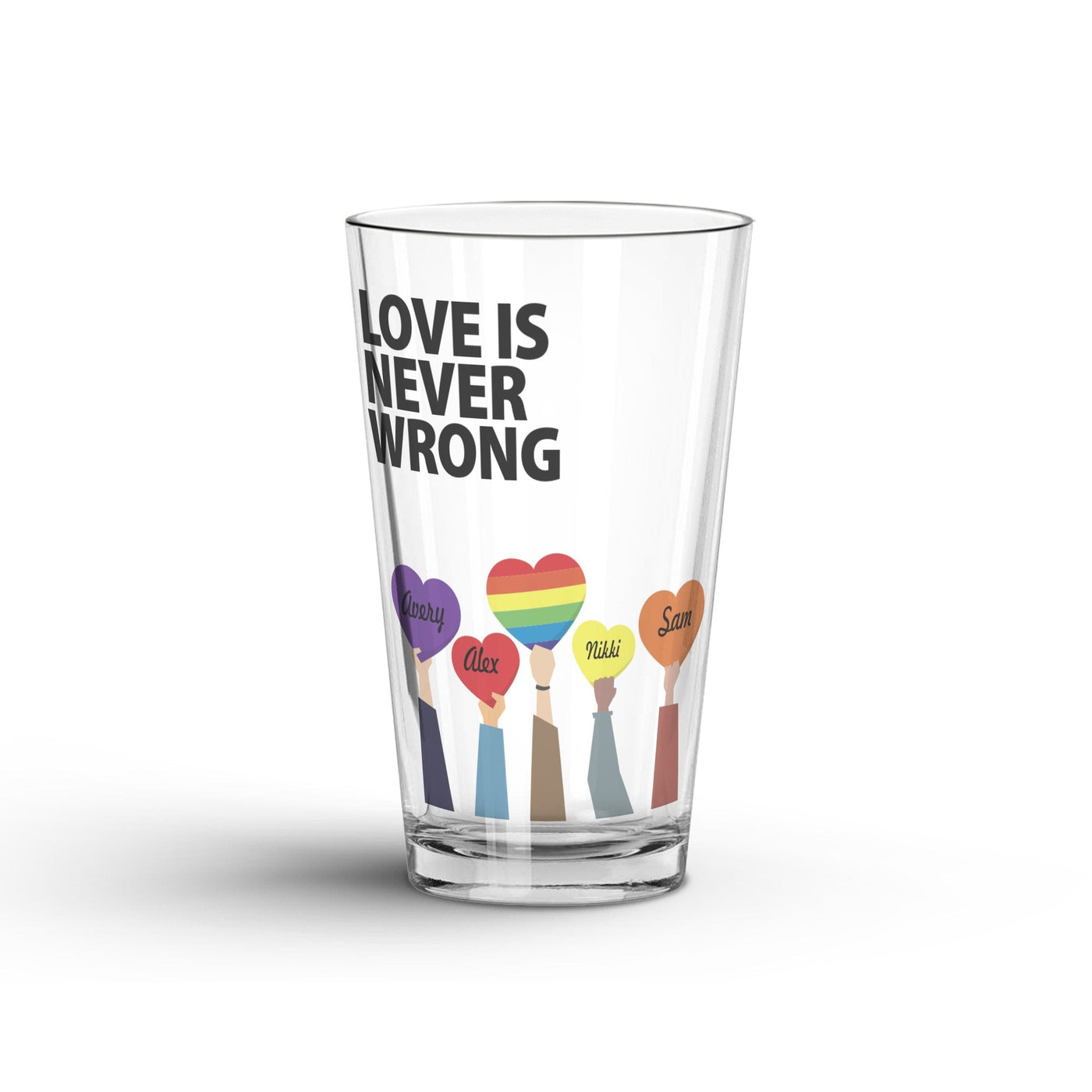 Personalized Love is Never Wrong LGBTQ Glass Tumbler Glass Tumbler Sam + Zoey  Sam + Zoey