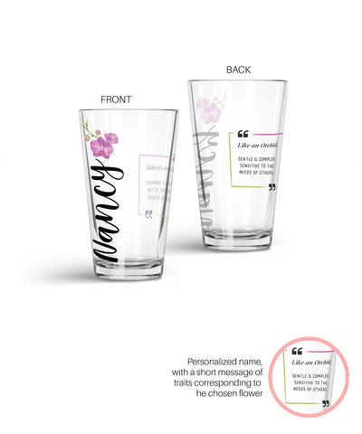 Personalized Special Flower Glass Tumbler Glass Tumbler Sam + Zoey Orchid  Sam + Zoey
