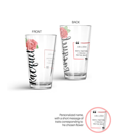 Personalized Special Flower Glass Tumbler Glass Tumbler Sam + Zoey Rose  Sam + Zoey