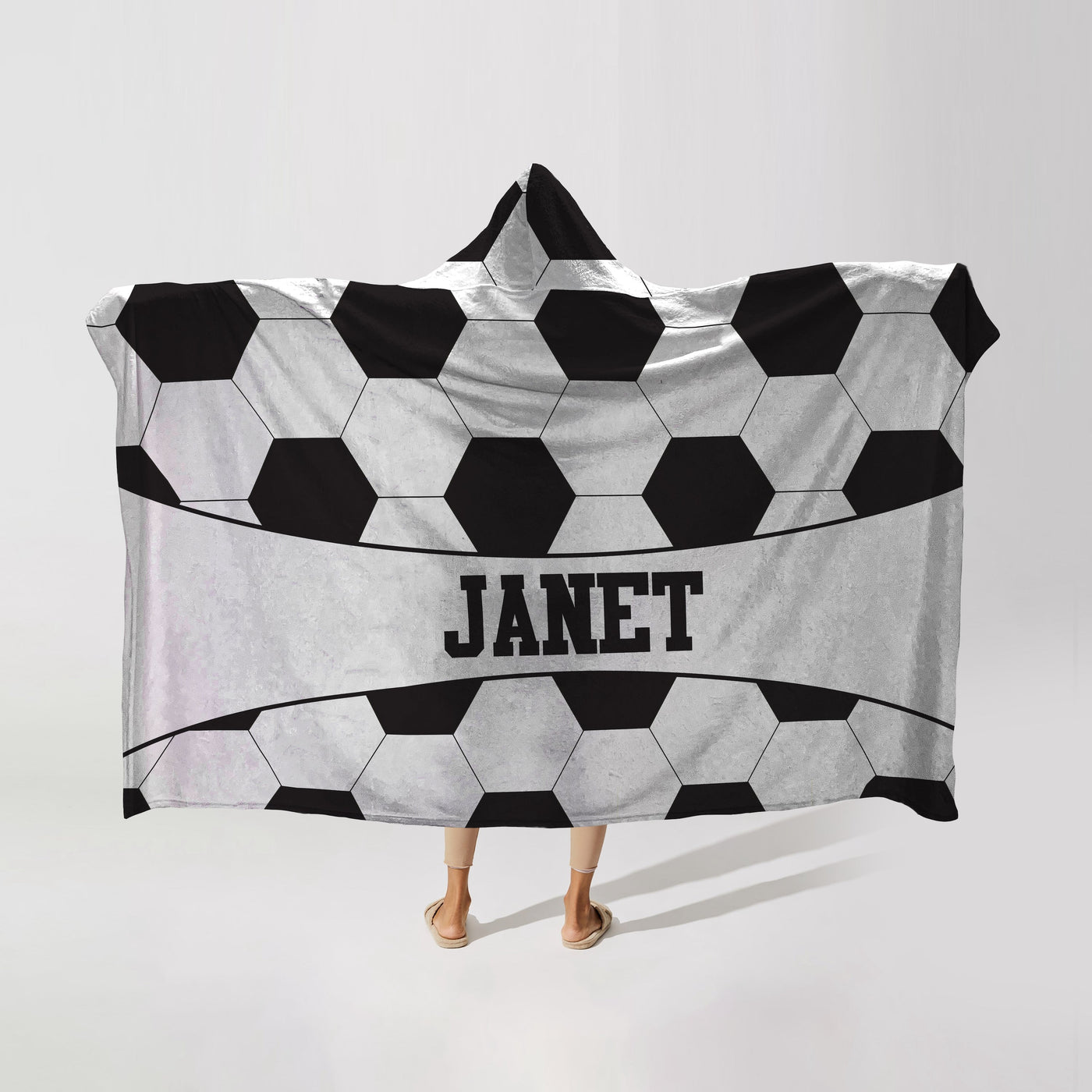 Hidden Message Hooded Blanket: Soccer Balls Hidden Message Hooded Blanket Sam + Zoey  Sam + Zoey