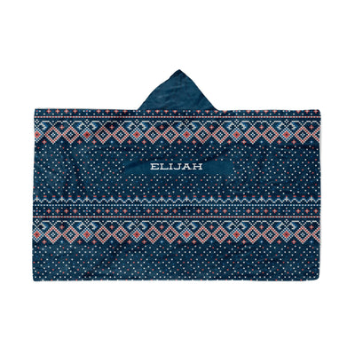 Hooded Fleece Blanket: Blue Christmas Sweater Hooded Fleece Blanket Sam + Zoey  Sam + Zoey