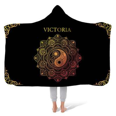 Hooded Fleece Blanket: Gold Lotus Hooded Fleece Blanket Sam + Zoey  Sam + Zoey