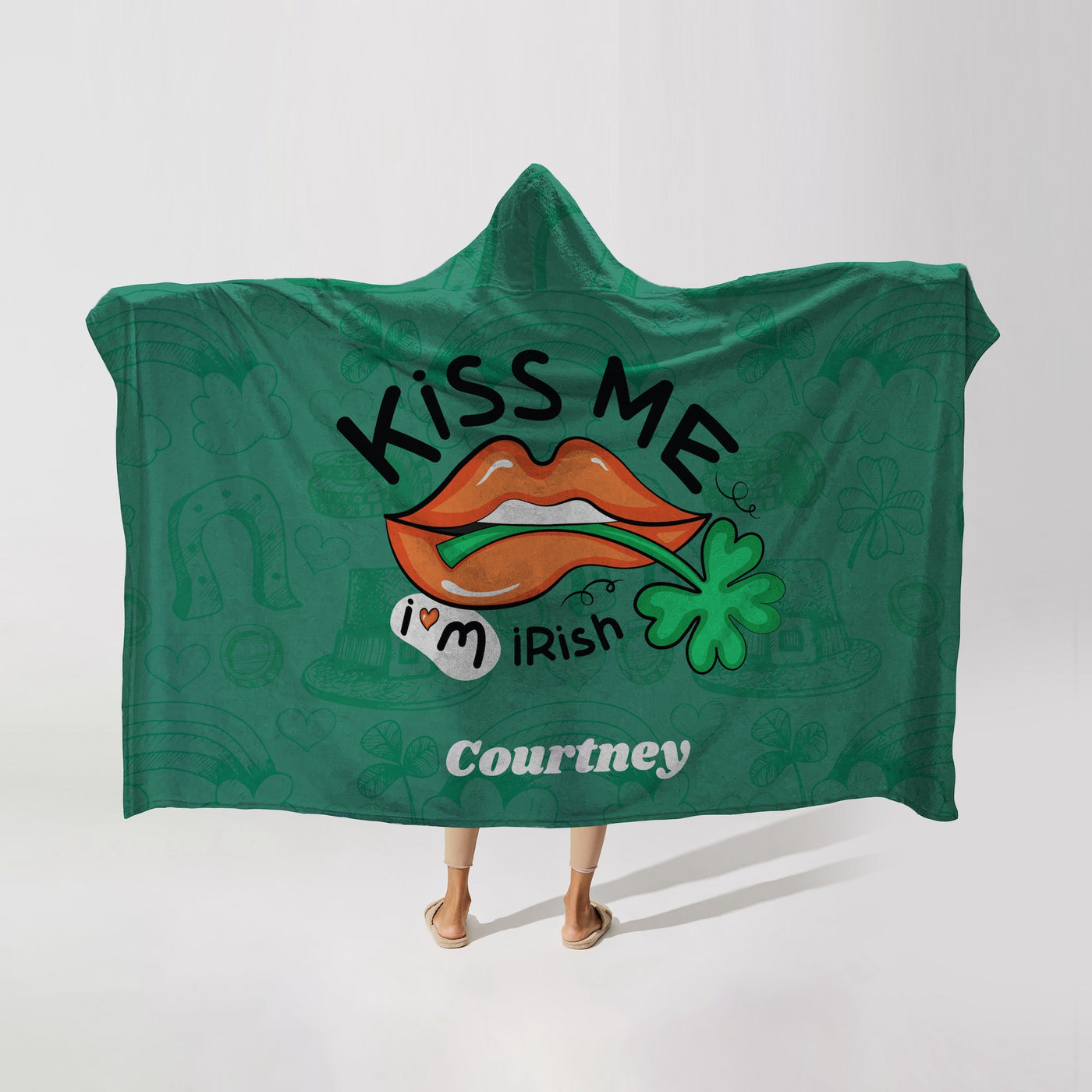 Hooded Fleece Blanket: Kiss Me I'm Irish Apparel & Accessories Sam + Zoey  Sam + Zoey