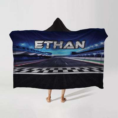 Hooded Fleece Blanket: Race Track Hooded Fleece Blanket Sam + Zoey  Sam + Zoey