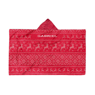 Hooded Fleece Blanket: Red Christmas Sweater Hooded Fleece Blanket Sam + Zoey  Sam + Zoey