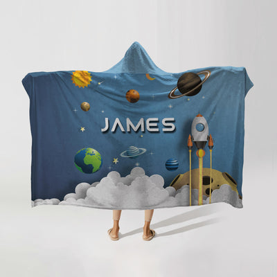 Hooded Fleece Blanket: Spaceships Hooded Fleece Blanket Sam + Zoey  Sam + Zoey